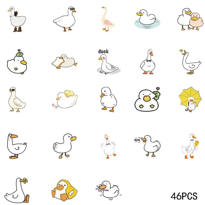 50pcs mignon canard dessin animé Graffiti autocollants décoré cahier tasse d'eau journal valise guit
