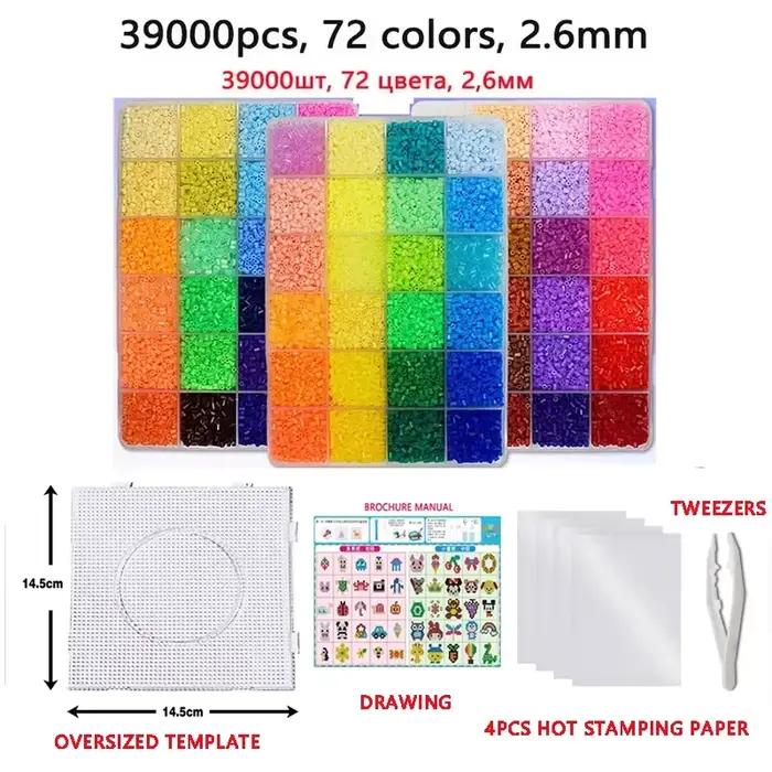 72 couleurs 5mm /2.6mm ensemble de perles de fusion Pixel Art Puzzle Hama perles bricolage 3D Puzzle