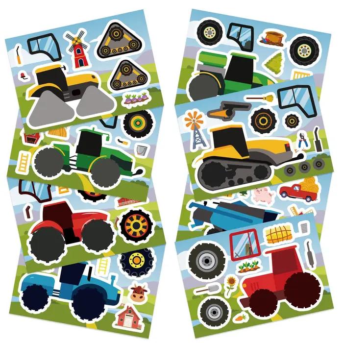 Autocollants de Puzzle pour tracteur agricole, 32 feuilles, faire un visage, véhicule de Constructio