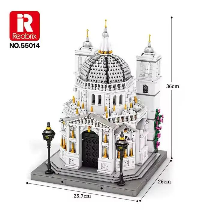 Blocs de construction de la scène de rue de la cathédrale de Venise, modèle d'assemblage architectur
