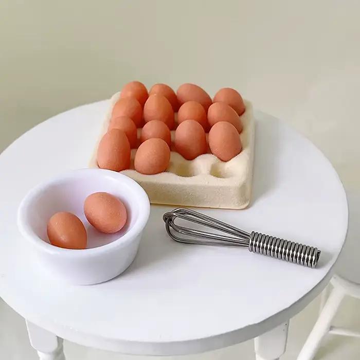 1/4/17 pièces oeuf avec plateau maison de poupée cuisine jouet poupée accessoires cadeau maison de j