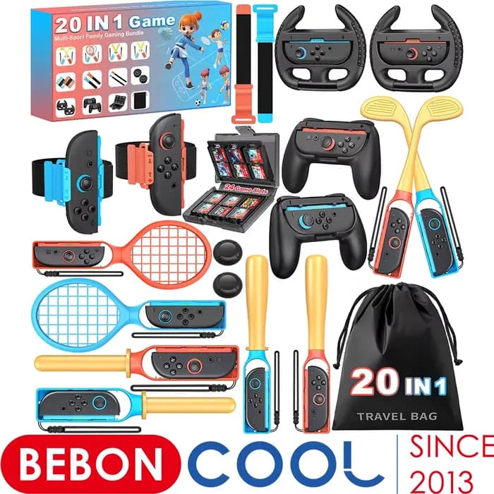 BEBONCOOL 20 en 1 Switch 2 accessoires de sport accessoires de sport familial paquet pour Switch 2 j