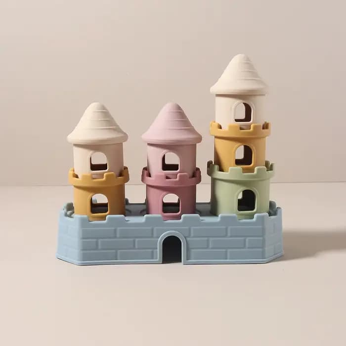 Jouet Château pour Bébé en Silicone de Qualité Alimentaire, Blocs de Construction en Silicone pour E