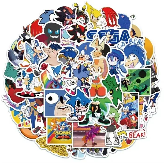 Lot de 50 autocollants de jeu Sonic Anime, autocollants de dessin animé cool pour moto, bagages de v