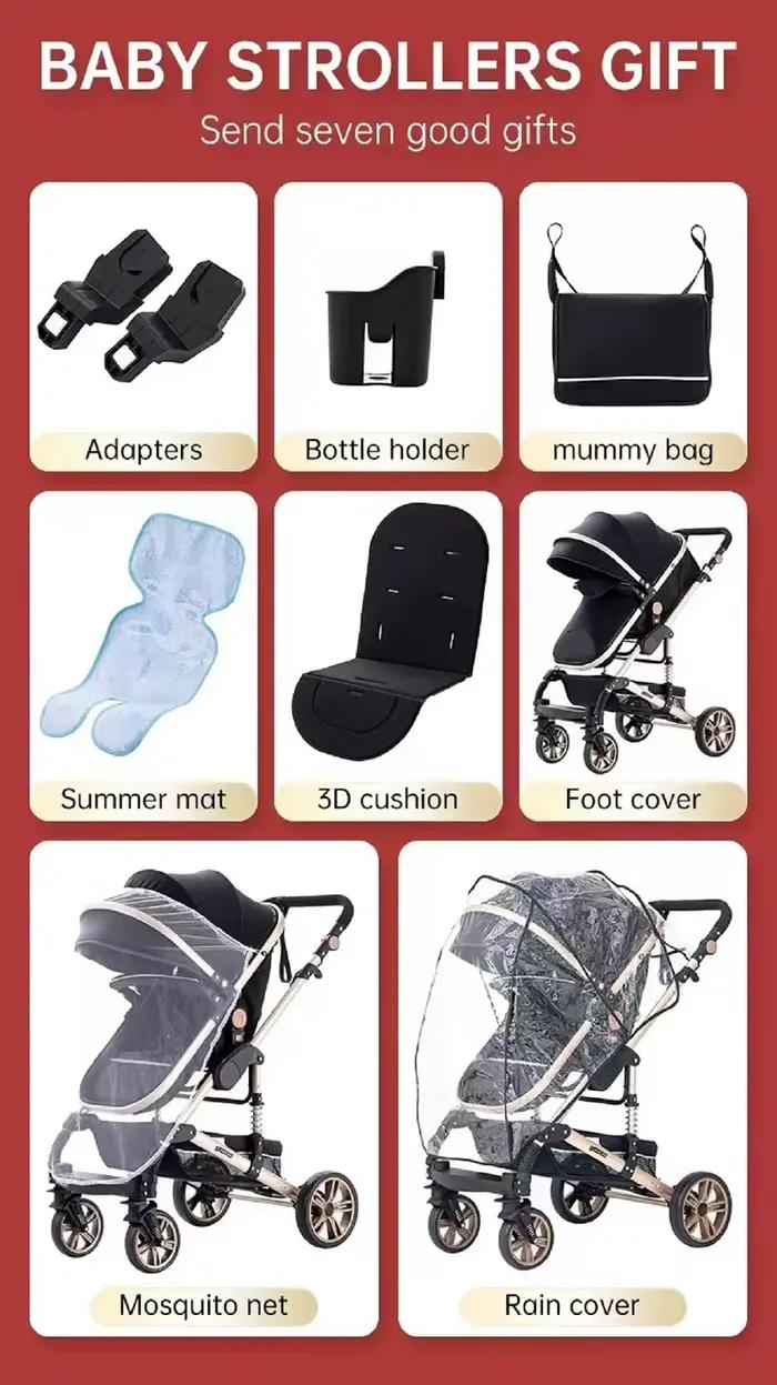 Poussette multifonctionnelle 3 en 1, poussette compacte pour bébés nouveau-nés, système de voyage co