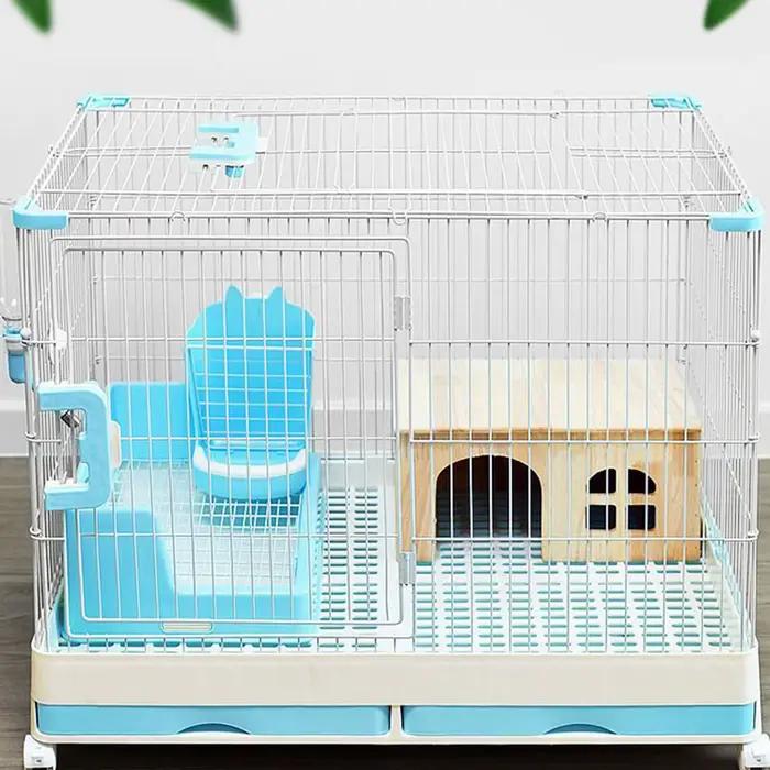 Maison pour lapin Habitat en bois d'intérieur avec fenêtre et porte Ventilé Cabane pour petits anima