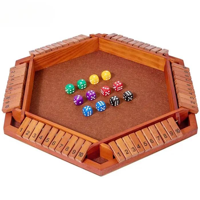 Jeu de société à dés en bois, boîte fermée pour 4/6 joueurs, jeu à rabats et dés, Interaction Parent