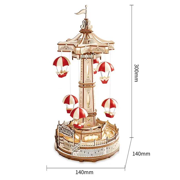 Robotime Magic Amusement Park Jouets en bois DIY Boîte à musique Puzzle 3D en bois mobile pour enfan