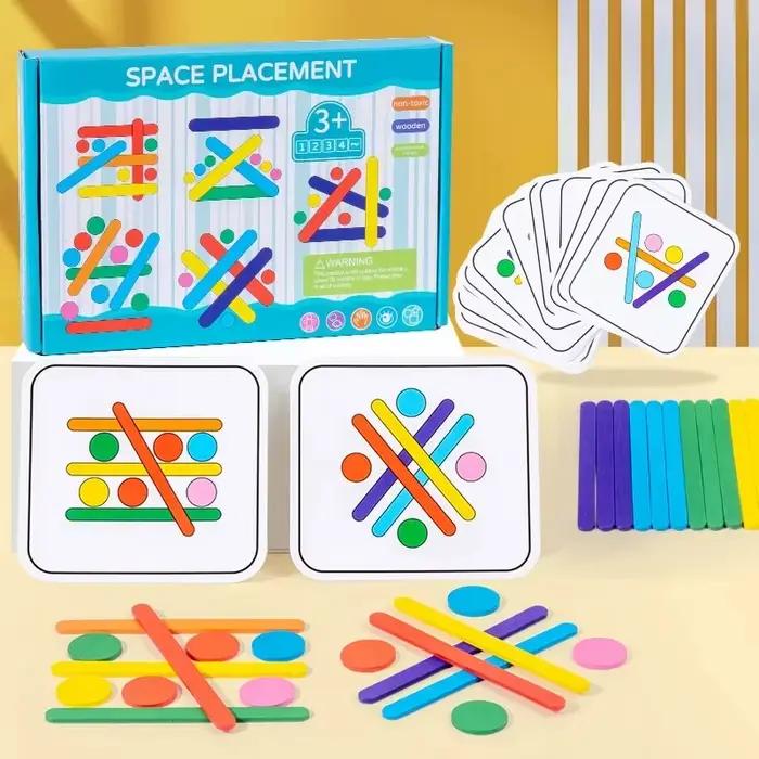 Bâton de crème glacée arc-en-ciel pour enfants, puzzle en bois, bricolage, défi, jeux de table, joue