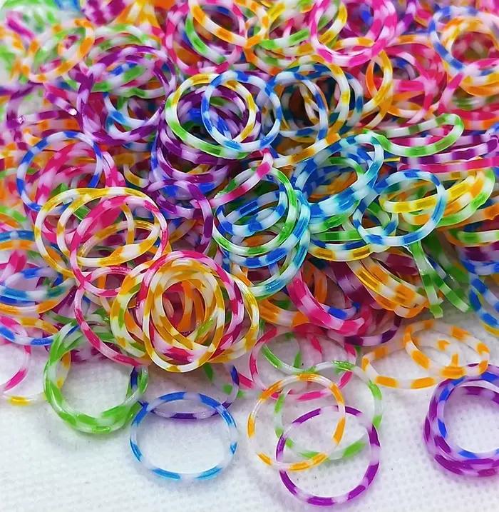 Bracelets à métier à tisser Double couleur, cadeau pour fille, bande élastique tissée, laçage, jouet