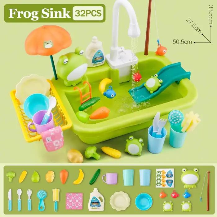 Jouet d'évier de cuisine électrique pour enfants avec eau courante, jouet de simulation de vaisselle