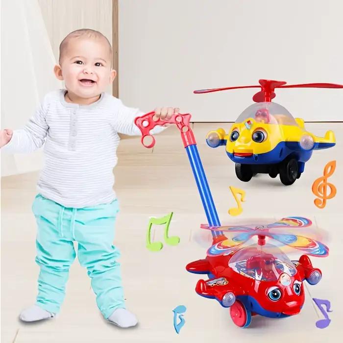 Bébé marcheur jouet main pousser enfant en bas âge jouet avion voiture jouet pousser le long marche 