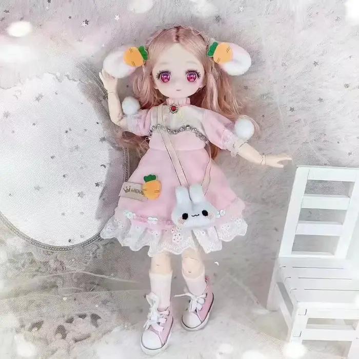 Poupée BJD Kawaii de 30cm pour fille, poupée articulée à 6 points avec vêtements à la mode, cheveux 