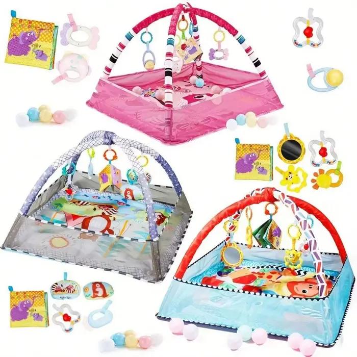 Parc d'activités pour bébé avec jouets suspendus, tapis d'éveil pour le développement et l'exercice 