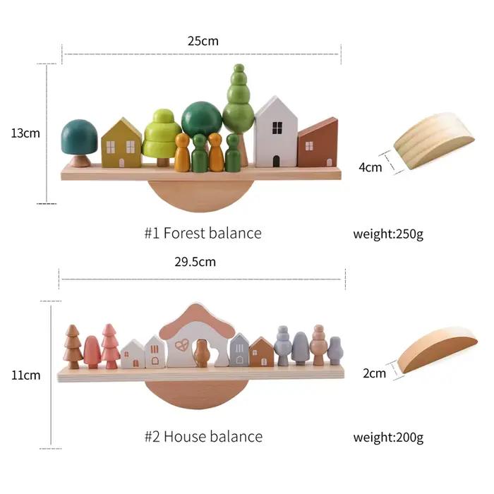 Jouets sensoriels Montessori, jouets à empiler pour bébés, maisons fores, réplique de blocs de forêt
