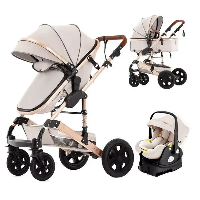 Système de poussette combiné avec siège auto pour bébé, base Isofix, poussette 3 en 1 réversible pou