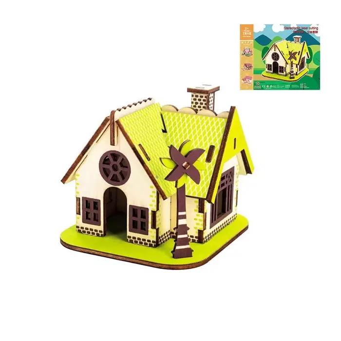 Puzzle 3D en bois, maison, Villa, modèles architecturaux, bricolage, combinaison assemblée, décorati