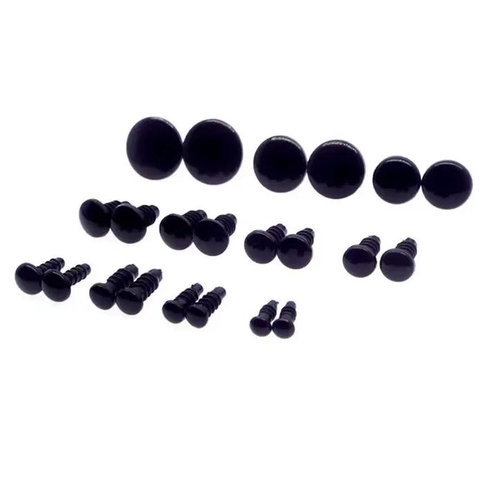 Yeux de sécurité de couleur noire adaptés à la poupée Crochet/peluche/Amigurumi, livrés avec des ron