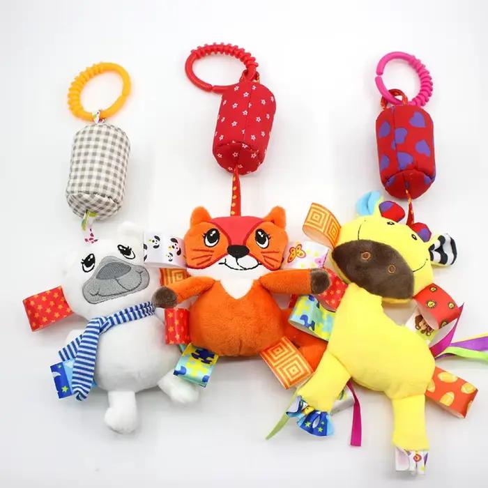 Hochets suspendus sensoriels pour nouveau-né, jouets doux d'apprentissage précoce, poussette en pelu