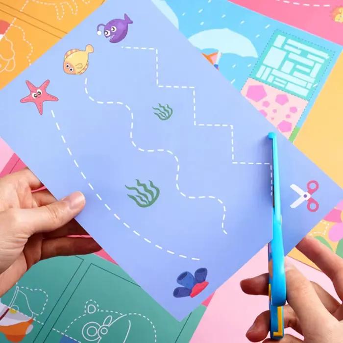 Livre d'activités d'apprentissage de la coupe du papier pour enfants, jouets d'artisanat, ciseaux de