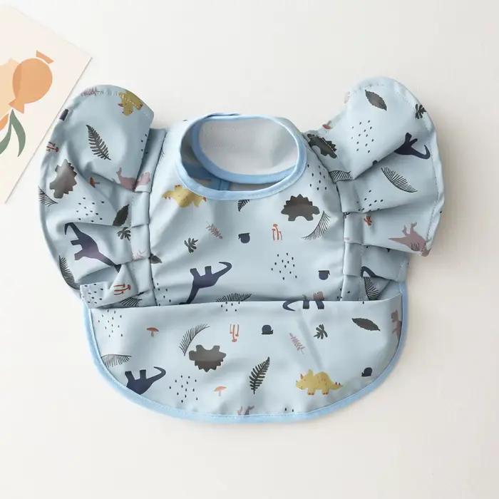INS Style nordique bavoirs bébé imperméable à manches courtes avec poche alimentation bavoir impermé