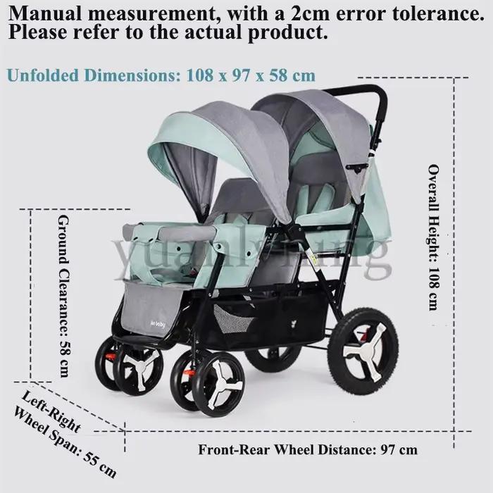 Poussette Double pour bébé Tandem, sièges avant et arrière, légère et pliable, système de voyage inc