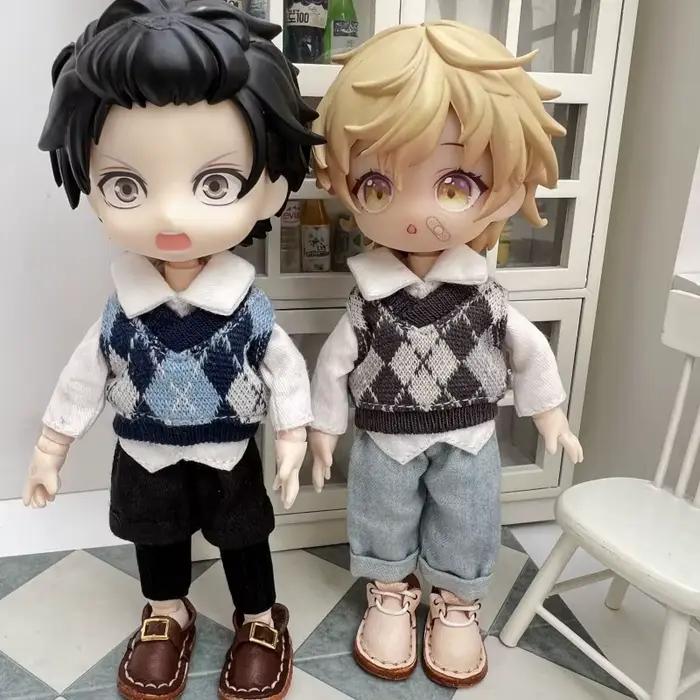 Vêtements de poupée Ob11, pull avec Cardigan à motif écossais, veste, gilet, chemise pour Gsc, Ymy B
