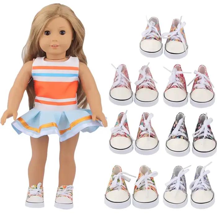 Chaussures de poupée en toile de 7 cm, 16 Styles, accessoires de vêtements, baskets pour bébé de 43c