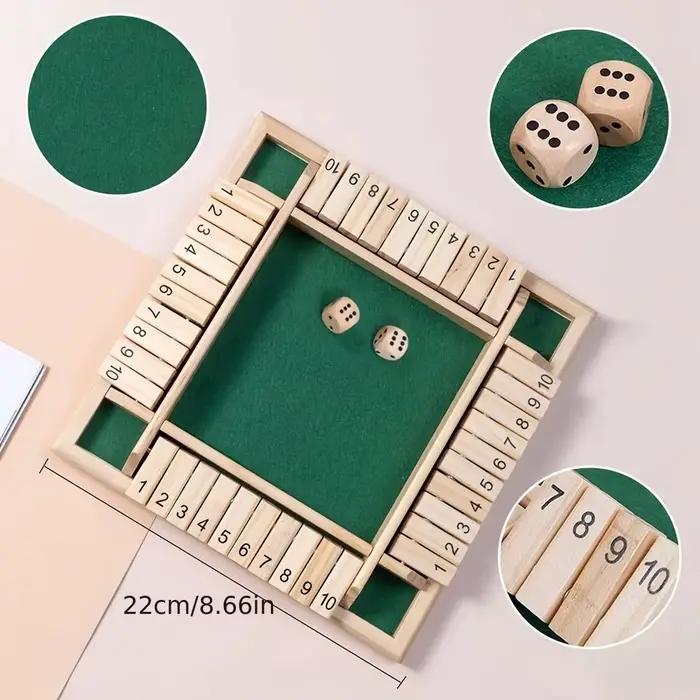Jeu de société à dés en bois, boîte fermée pour 4 joueurs, jeu à rabats et dés, Interaction Parent-e