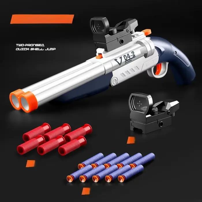 Fusil à double canon pour jouets, lanceur manuel de balles souples, pistolet airsoft pour adultes et