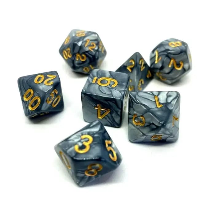 Jeu de dés numériques gris or, 7 pièces, 16 18 20mm, chiffres de D4 D6 D8 D10 D% D12 D20 polyédrique