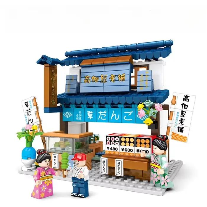 SEMBO bloc japonais Mini nourriture de rue Sushi Restaurant maison de thé boutique Village Moc modèl