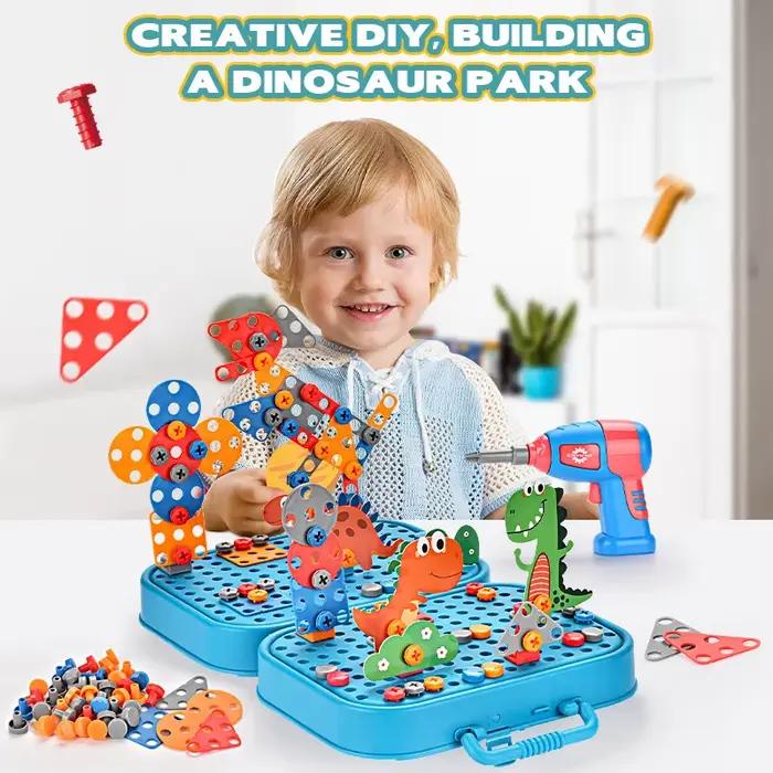 Jouets pour enfants, ensemble d'outils, perceuse électrique, écrou à vis, Puzzle 3D, jeu de simulati
