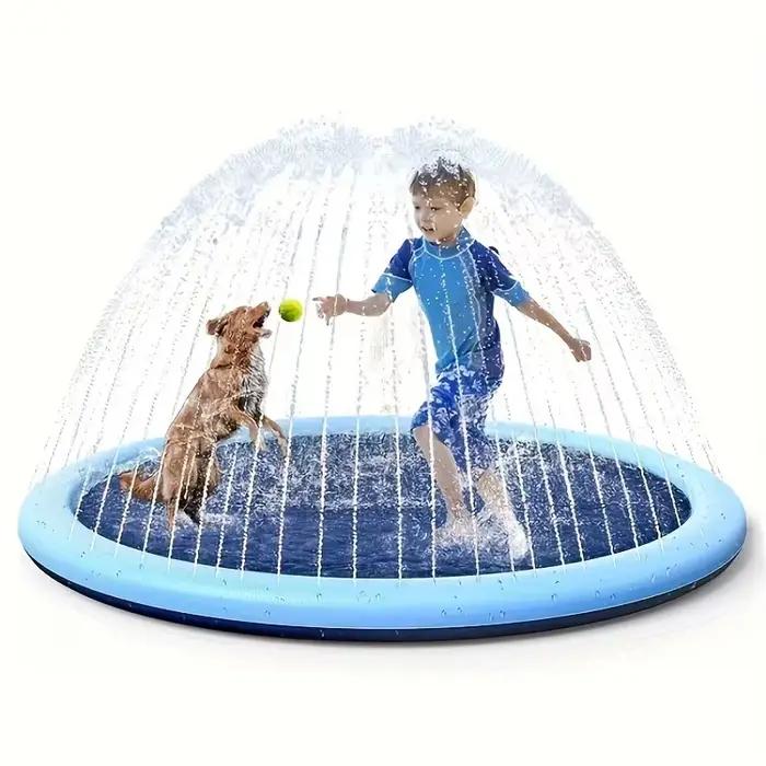 Grand tapis de jeu aquatique gonflable 170×180cm, tapis de pulvérisation antidérapant et épaissi pou