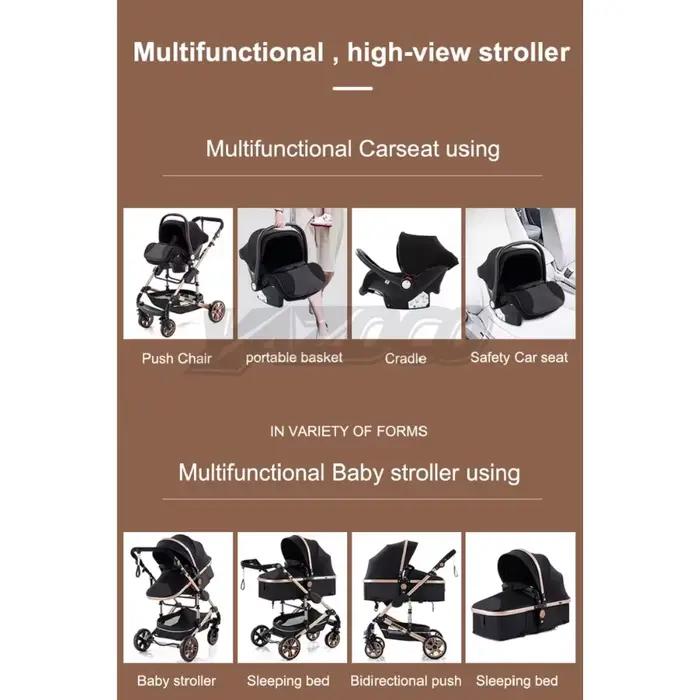Système de voyage pour bébé 3-en-1 - Poussette pliable légère et landau, poussette portable avec cad