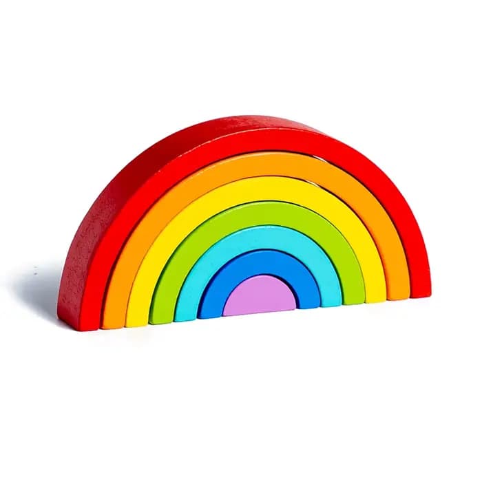 Blocs de construction en bois arc-en-ciel, pont en arc-en-ciel, jeux à empiler, couleur cognitif, jo