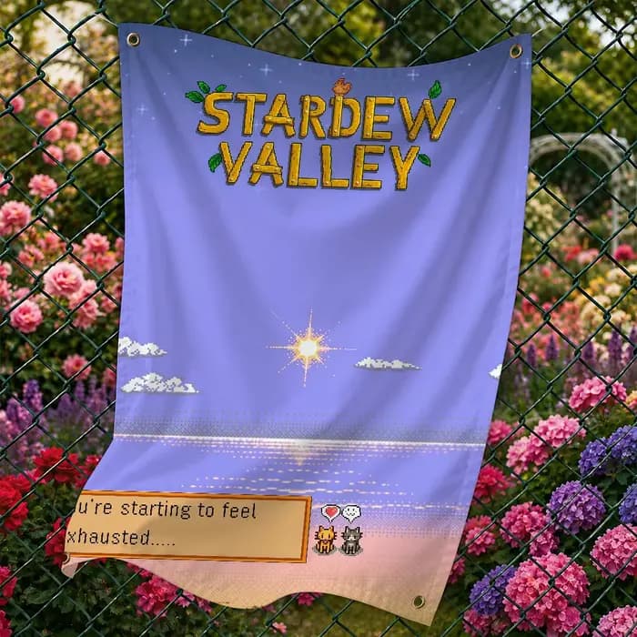 Drapeau décoratif du jeu Stardew Valley pour pique-nique en plein air, fête, décoration artistique à