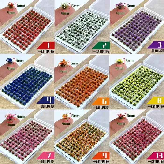 Kit de modèles de grappes d'herbe et de fleurs colorées, pour la fabrication de Table de sable, maté