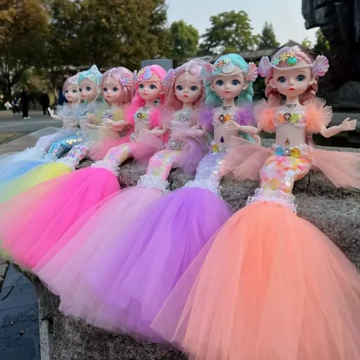 45 cm/17.72 pouces sirène poupée fille jouet yeux bleus enfants princesse poupée robe de mariée poup