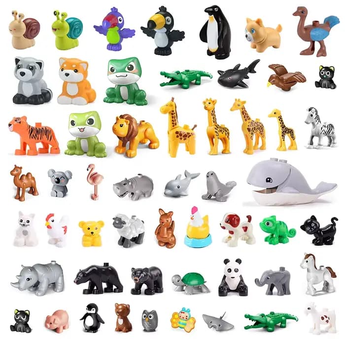 Grands blocs de construction, animaux de ferme, chat, chien, accessoires, Lion, requin, Compatible a