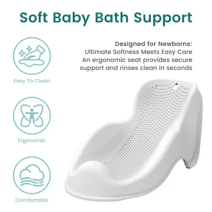 Support de bain doux pour bébés nouveau-nés - Siège de bain ergonomique, facile à nettoyer et confor