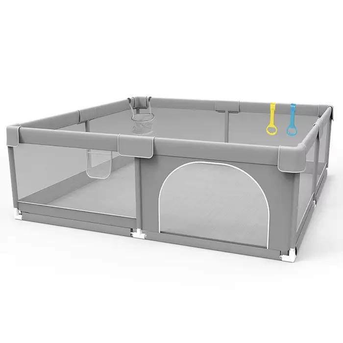 IMBABY Aire de jeux pour bébé 150x180 cm Parc pour bébé Boîte de clôture pour enfants grise avec par