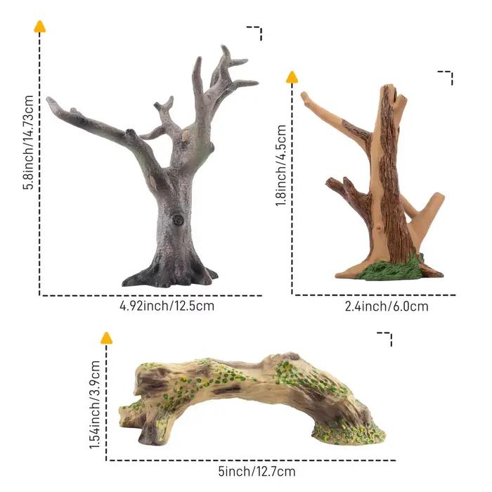 Toymany Simulation 3 pièces arbre accessoire modèle Animal jouet Mini Figurines poupées Action Figur