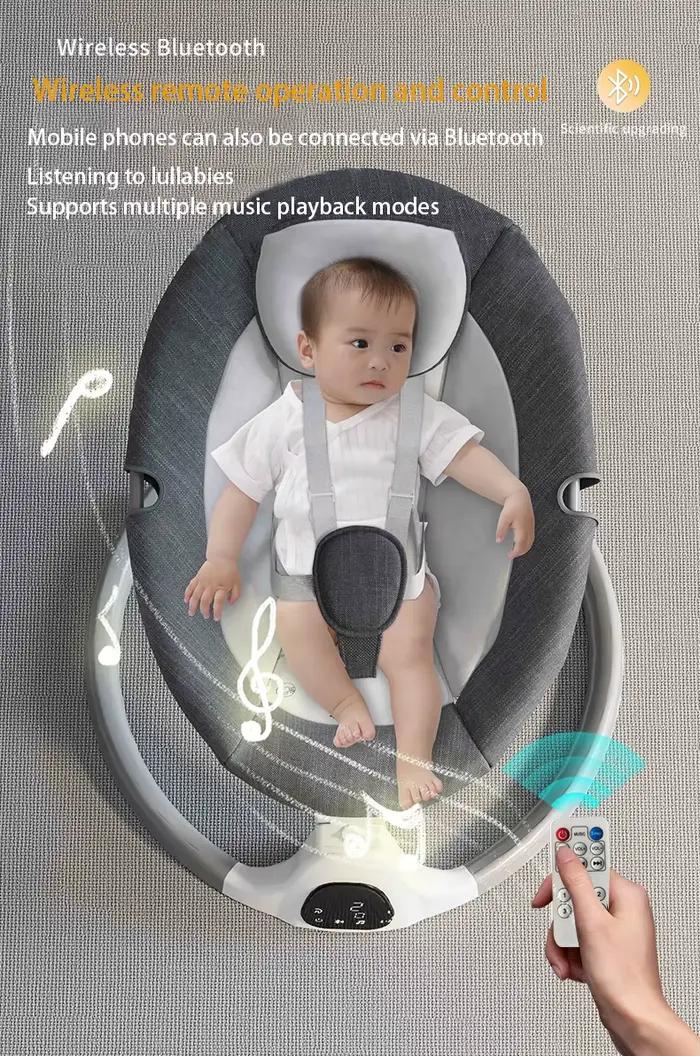 Berceau Électrique Bluetooth pour Bébé avec Moustiquaire, Chaise Berçante Musicale Bluetooth, Lit Bé