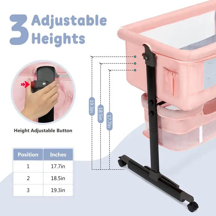 Lit d'appoint pliable pour bébé Kmaier avec panier de rangement et maille respirante