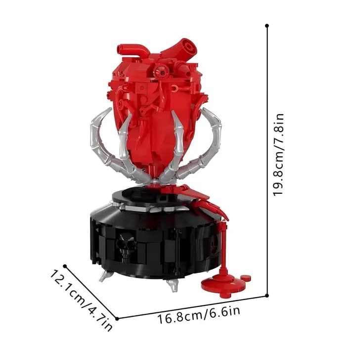 Nouveau modèle de cœur anatomique 3D créatif en blocs de construction, thème Gothique Cœur Battant, 