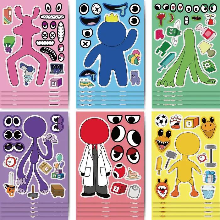 Autocollants de jeu de puzzle pour enfants, faire un visage, bricolage, arc-en-ciel, coloré, amis, f