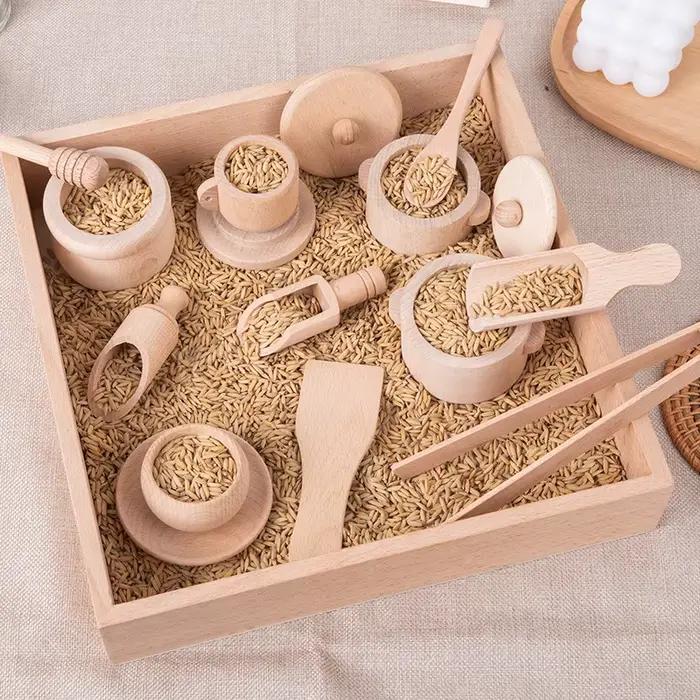 Montessori sensoriel éclairer Puzzle jouets ensemble simulé cuisine service à thé expérience familia