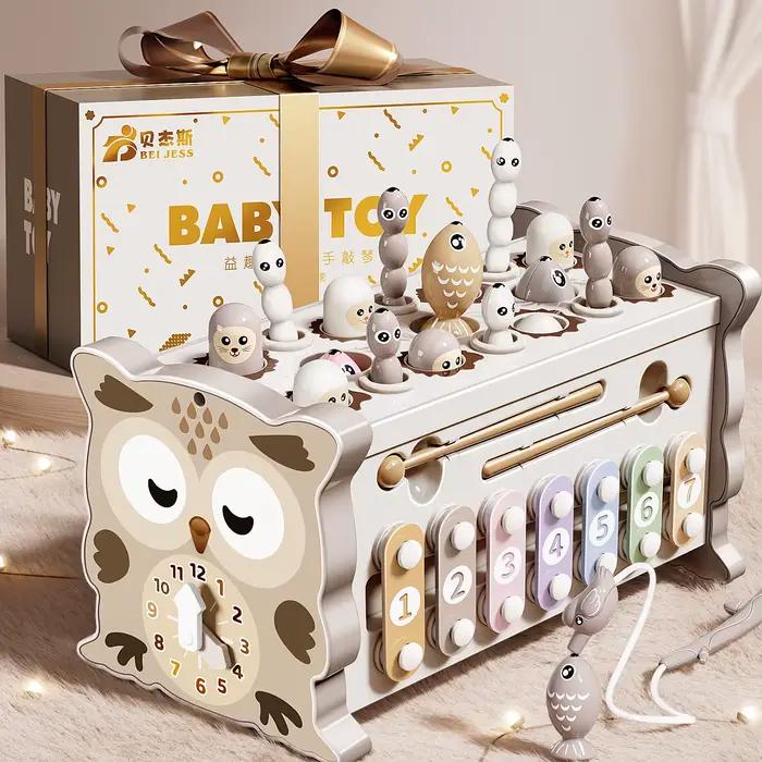 Jouet Montessori sensoriel magnétique pour enfants, hibou de pêche éducatif, planche occupée, taupe,