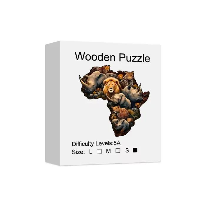 Puzzle en bois du monde Animal, pièces irrégulières en forme d'animal, cadeau d'anniversaire, décora